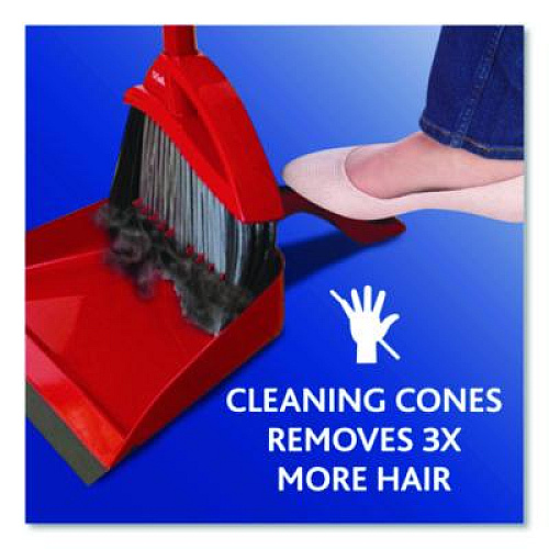O-Cedar PowerCorner Pet Pro Broom and Step-On Dust Pan, 48" Handle, Red/Black/Gray (168020)
