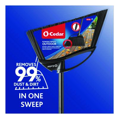 O-Cedar Outdoor PowerCorner Angle Broom, 48" Handle, Black/Gray (168215)