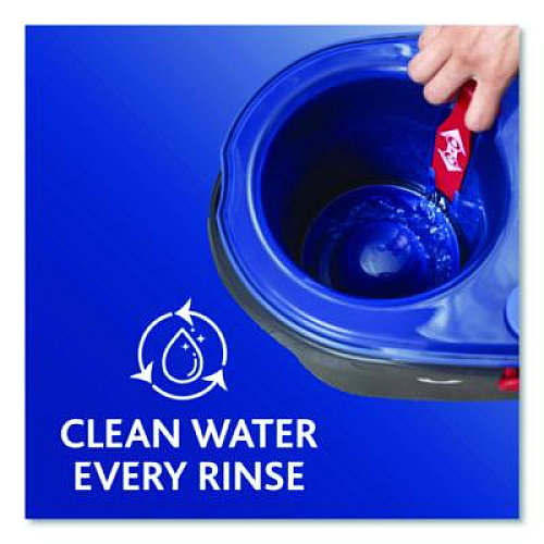 O-Cedar EZWring RinseClean Spin Mop System, Blue/White Microfiber Head, Up to 51" Adjustable Red/Gray Plastic Handle (168534)