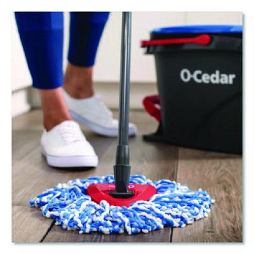 O-Cedar EZWring RinseClean Spin Mop System, Blue/White Microfiber Head, Up to 51" Adjustable Red/Gray Plastic Handle (168534)