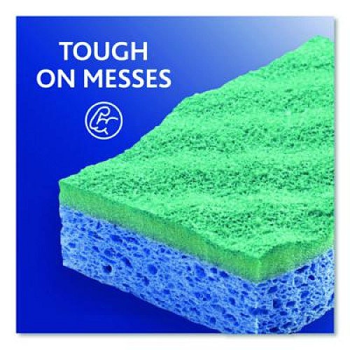 O-Cedar Scrunge Non-Scratch Scrub Sponge, 2.63 x 4.25, 1" Thick, Green/Blue, 2/Pack, 8 Packs/Carton (169431CT)