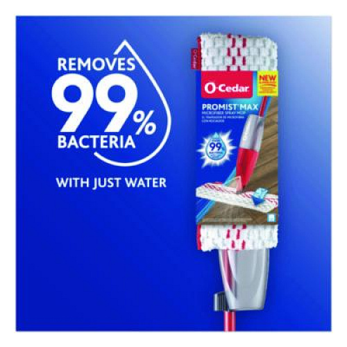 O-Cedar ProMist MAX Spray Mop, Red/White/Gray Microfiber Head, 48" Red/Black/Gray Plastic Handle (173563EA)