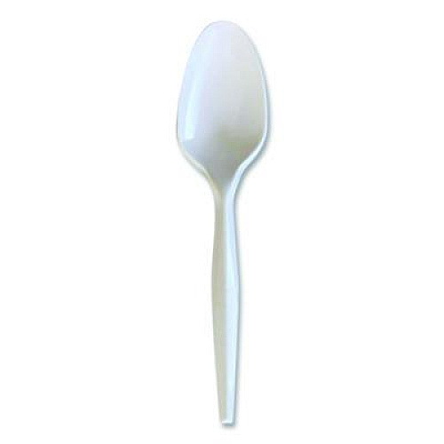Boardwalk Mediumweight Wrapped Polypropylene Cutlery, Spoon, 5.31", Plastic, White, 1,000/Carton (SPOONMWPPIW)