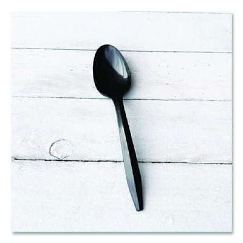 Boardwalk Mediumweight Polypropylene Cutlery, Spoon, Plastic, Black, 1,000/Carton (SPOONBLPP)