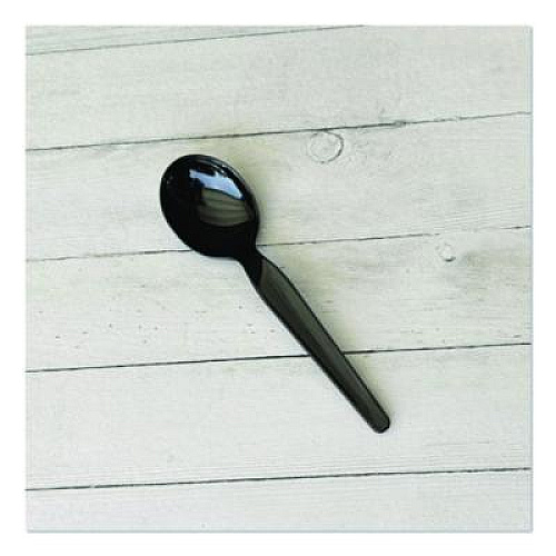 Boardwalk Heavyweight Polypropylene Cutlery, Soup Spoon, Plastic, Black, 1,000/Carton (SOUPBLHVY)