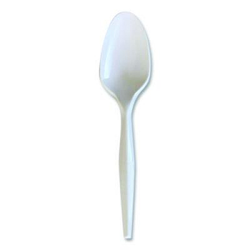 Boardwalk Heavyweight Wrapped Polystyrene Cutlery, Spoon, Plastic, White, 1,000/Carton (SPOONWHPS)