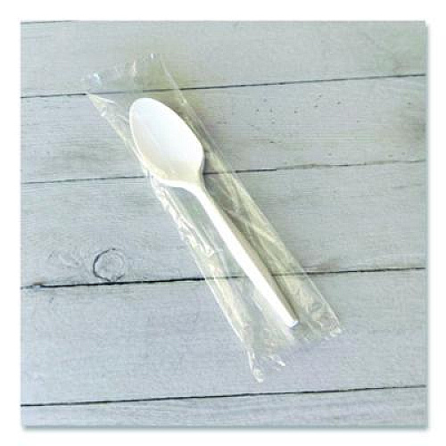 Boardwalk Heavyweight Wrapped Polystyrene Cutlery, Spoon, Plastic, White, 1,000/Carton (SPOONWHPS)