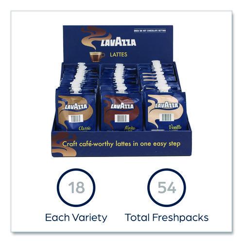 Latte Merchandiser Kit, Classic/Mocha/Vanilla Freshpacks, 54/Carton (48728)