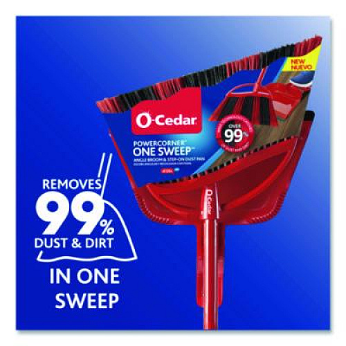O-Cedar One Sweep LG Broom with Dustpan, 57" Handle, Red/Black/Gray (172134)