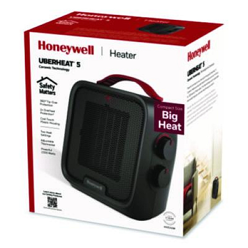 Honeywell UberHeat 5 Ceramic Heater, 1,500 W, 4.5 x 4.5 x 8.86, Black (HCE210B)
