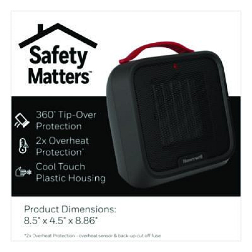 Honeywell UberHeat 5 Ceramic Heater, 1,500 W, 4.5 x 4.5 x 8.86, Black (HCE210B)