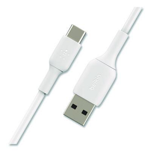 Belkin BOOST CHARGE USB-C to USB-A Cable, 3.3 ft, White, 2/Pack (CAB001BT1MWH)
