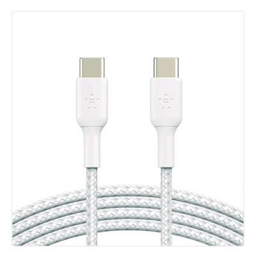 Belkin BOOST CHARGE Braided USB-C to USB-C Cable, 3.3 ft, White (CAB004BT1MWH)