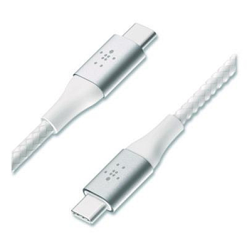Belkin BOOST CHARGE Braided USB-C to USB-C Cable, 6.6 ft, White (CAB004BT2MWH)
