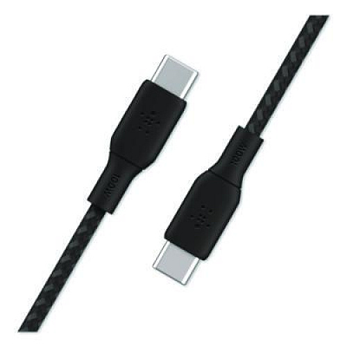 Belkin BOOST CHARGE Braided USB-C to USB-C Cable, 100 W Power Delivery, 6.6 ft, Black (CAB014BT2MBK)