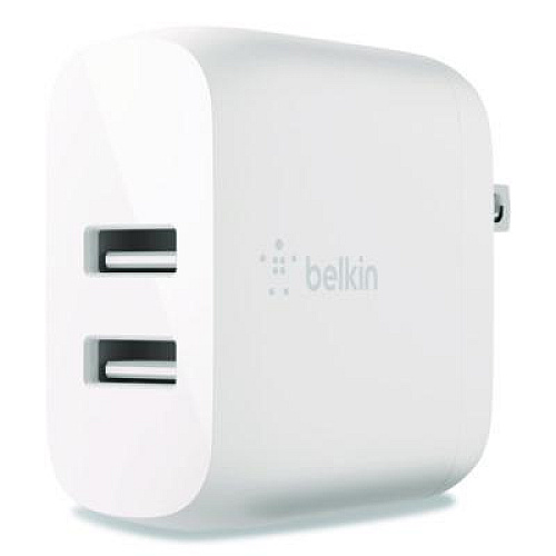Belkin BOOST CHARGE Dual USB-A Wall Charger + Lightning to USB-A Cable, White (WCD001DQ1MWH)