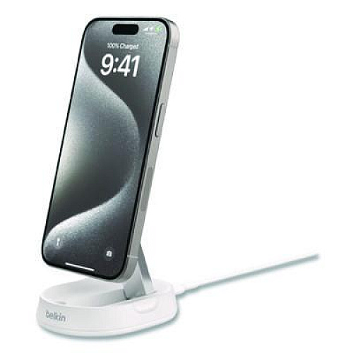 Belkin BOOST CHARGE Pro Convertible Magnetic Wireless Charging Stand, Qi2 Wireless Charging, 15 W, White (WIA008TTWH)