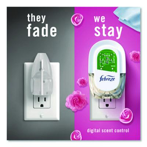Febreze Air Freshener Warmer Starter Kit, Clear/White, with (2) Downy April Fresh Refills (4174)