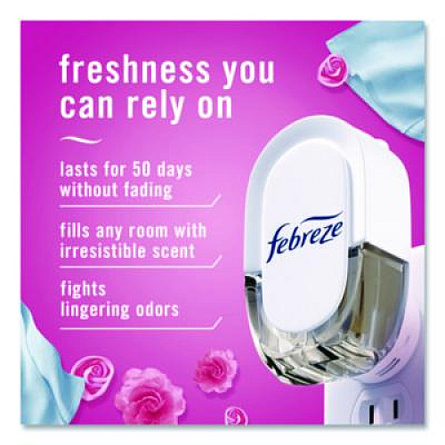 Febreze Air Freshener Warmer Starter Kit, Clear/White, with (2) Downy April Fresh Refills (4174)