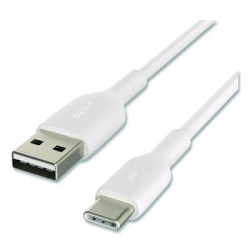 Belkin BOOST CHARGE USB-C to USB-A Cable, 3.3 ft, White, 2/Pack (CAB001BT1MWH)