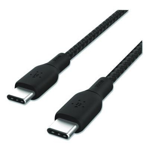 Belkin BOOST CHARGE Braided USB-C to USB-C Cable, 100 W Power Delivery, 6.6 ft, Black (CAB014BT2MBK)