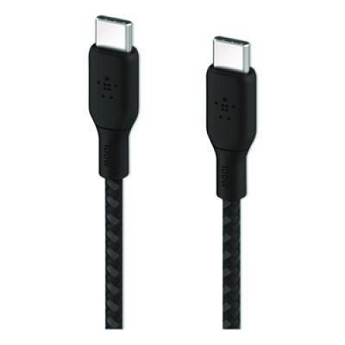 Belkin BOOST CHARGE Braided USB-C to USB-C Cable, 100 W Power Delivery, 6.6 ft, Black (CAB014BT2MBK)