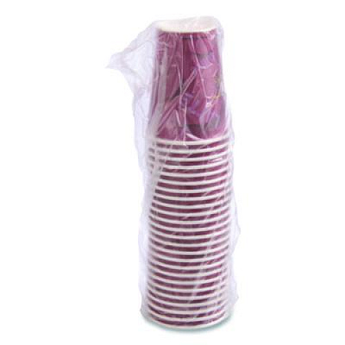 SOLO Paper Hot Drink Cups in Bistro Design, 12 oz, Maroon, 300/Carton (OF12BI0041)
