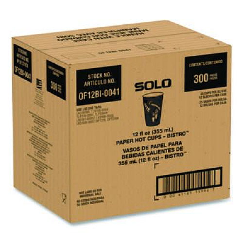 SOLO Paper Hot Drink Cups in Bistro Design, 12 oz, Maroon, 300/Carton (OF12BI0041)