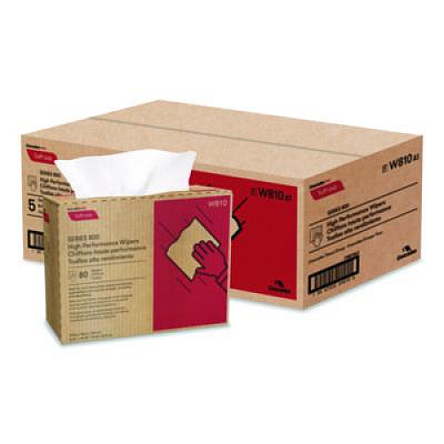 Cascades PRO Tuff-Job Spunlace Towels, 1-Ply, 9.75 x 16.75, White, 80 Sheets/Box, 5 Boxes/Carton (W810)