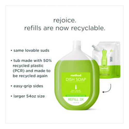 Method Dish Soap Refill, Lime and Sea Salt Scent, 54 oz Bottle (359411)