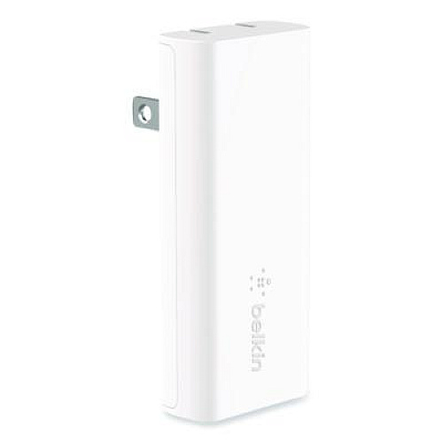 Belkin BOOST CHARGE Dual Wall Charger with PPS + USB-C Cable with Lightning Connector, White (WCB007DQ1MWH)