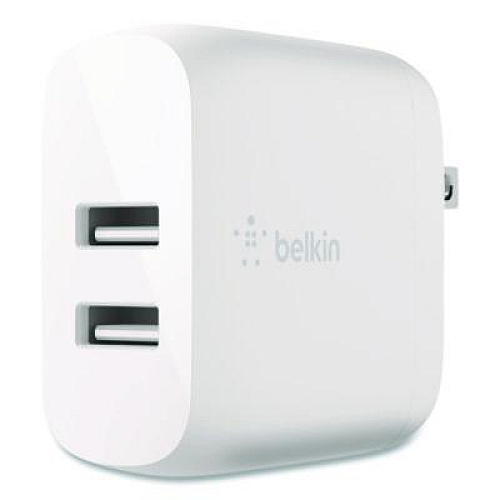 Belkin BOOST CHARGE Dual USB-A Wall Charger, White (WCB002DQWH)