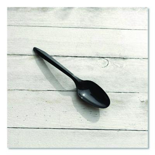 Boardwalk Mediumweight Polypropylene Cutlery, Spoon, Plastic, Black, 1,000/Carton (SPOONBLPP)