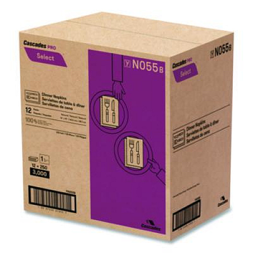 Cascades PRO Select Dinner Napkins, 1-Ply, 16 x 15.5, Natural Brown, 250/Pack, 12 Packs/Carton (N055)