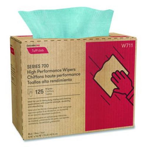 Cascades PRO Tuff-Job S700 High Performance Wipers, Blue, 9.75 x 16.75, 125/Box, 6 Boxes/Carton (W711)