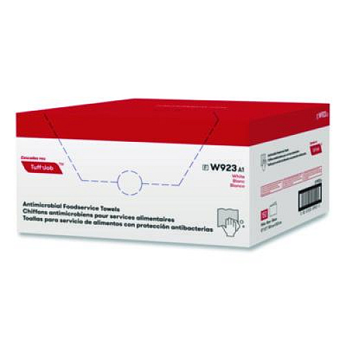 Cascades PRO Tuff-Job Guard Antimicrobial Towels, 12 x 21, 1/4 Fold, White/Red, 150/Carton (W923)