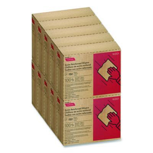 Cascades PRO Tuff-Job Scrim Reinforced Wipers, 4-Ply, 9.25 x 12.5, White, 150/Box, 10 Boxes/Carton (W201)