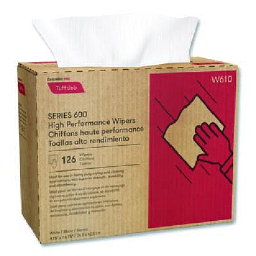 Cascades PRO Tuff-Job S600 High Performance Wipers, 9 3/4 x 16 3/4, 126/Box, 10 Box/Carton (W610)