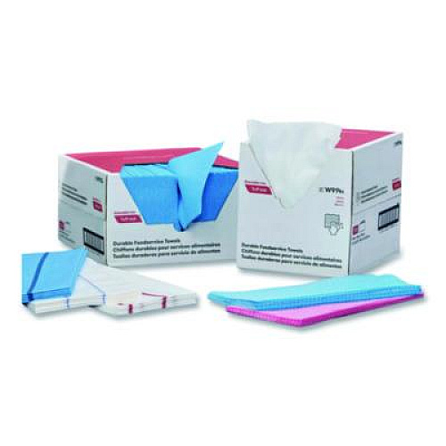 Cascades PRO Tuff-Job Guard Antimicrobial Towels, 12 x 21, 1/4 Fold, White/Red, 150/Carton (W923)