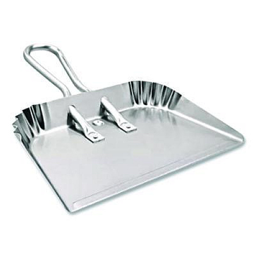 Quickie Bulldozer Dust Pan, 17" w, Aluminum Handle, Silver (428)