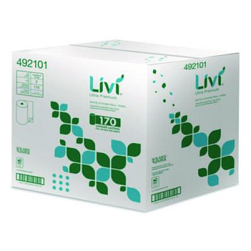 Livi Ultra Premium Kitchen Roll Towel, 2-Ply, 5" x 11", White, 6 Rolls/Pack, 4 Packs/Carton (492101)