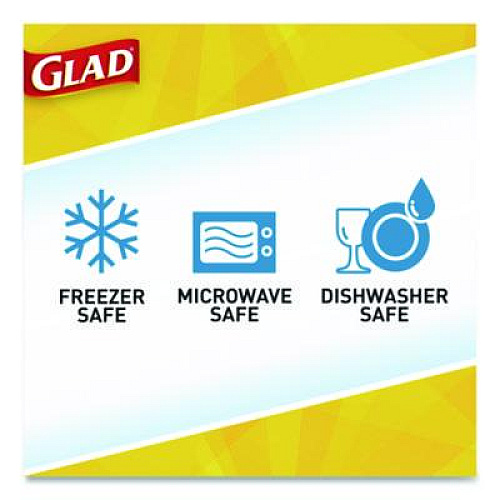 Glad To Go Lunch Containers, 2 Compartments, 32 oz, Plastic, 4/Pack (134347)