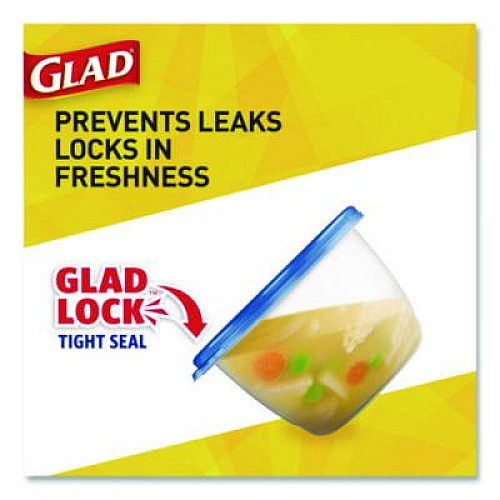 Glad To Go Lunch Containers, 2 Compartments, 32 oz, Plastic, 4/Pack (134347)