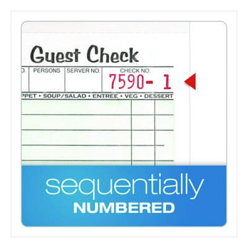 Adams One-Part Guest Check Pad with Perforated Stub, One-Part (No Copies), 3.4 x 6.25, 50 Forms/Pad, 10 Pads/Pack (525SW)