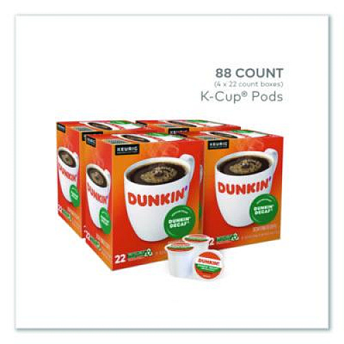 K-Cups, Dunkin' Decaf, 0.37 oz, 22/Box, 4 Boxes/Carton (400846)