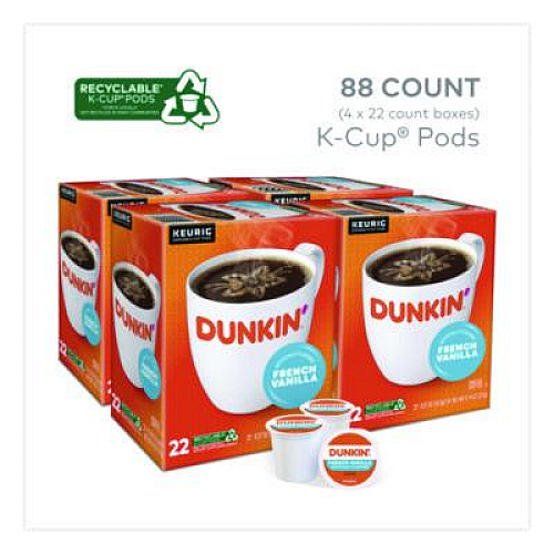 Green Mountain Coffee French Vanilla Coffee K-Cup Pods, 0.37 oz, 22/Box, 4 Boxes/Carton (400847)