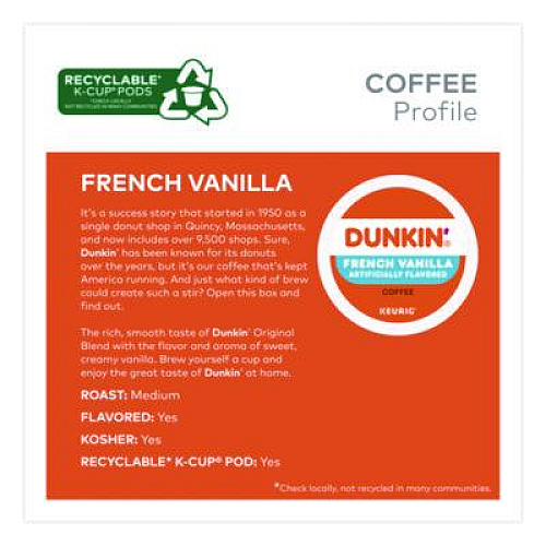 Green Mountain Coffee French Vanilla Coffee K-Cup Pods, 0.37 oz, 22/Box, 4 Boxes/Carton (400847)