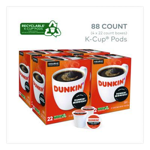Dunkin' Midnight Coffee K-Cups, 0.35 oz, 22/Box, 4 Boxes/Carton (400849)