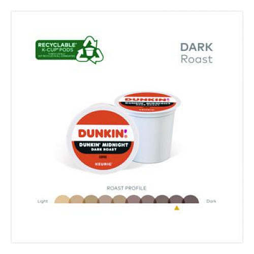 Dunkin' Midnight Coffee K-Cups, 0.35 oz, 22/Box, 4 Boxes/Carton (400849)