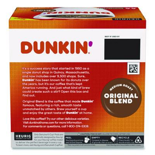 Dunkin' K-Cup Pods, Original Blend, 0.37 oz, 44/Box (2091512)